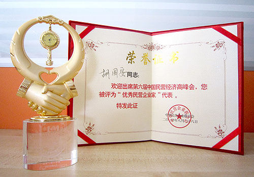 “中國(guó)優(yōu)秀民營(yíng)企業(yè)家”榮譽(yù)